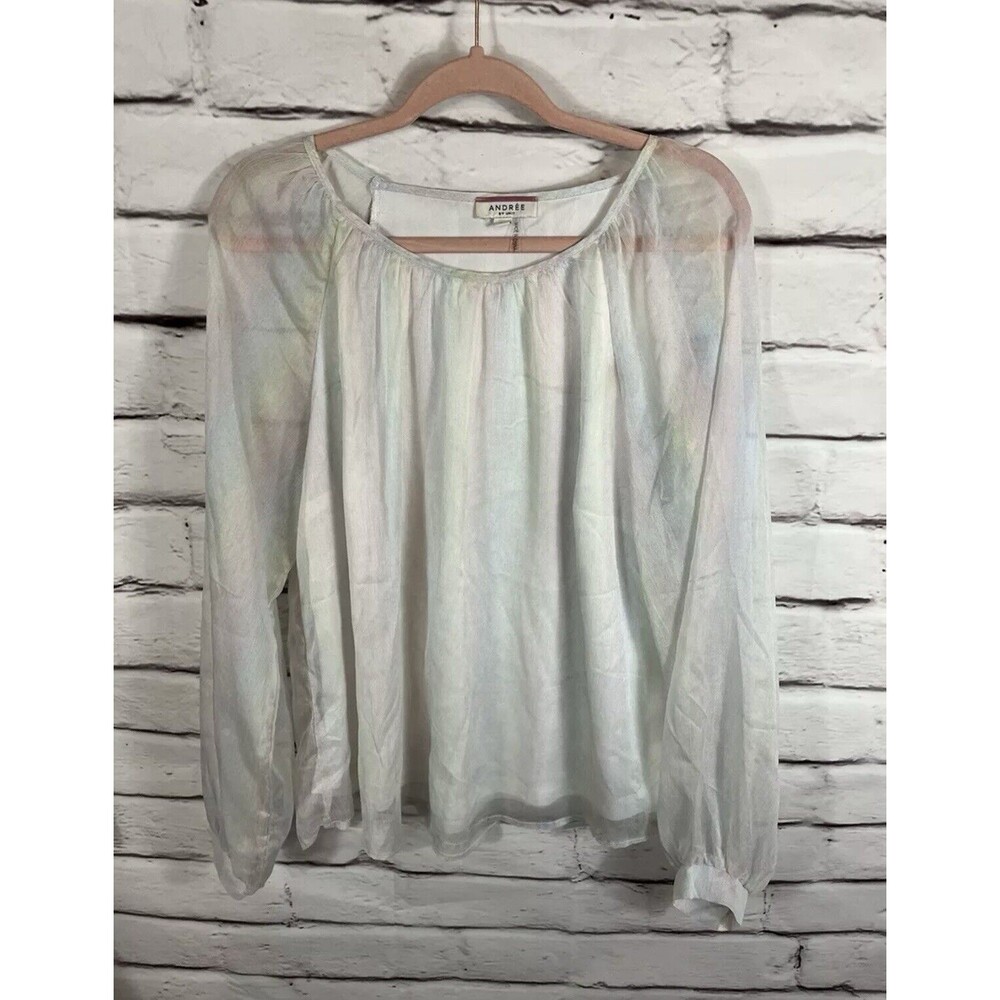 Andree by Unit Womens Size L White/Multicolor Long Sleeve Shirt